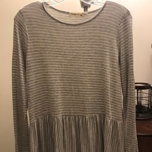 Striped Peplum Long Sleeve